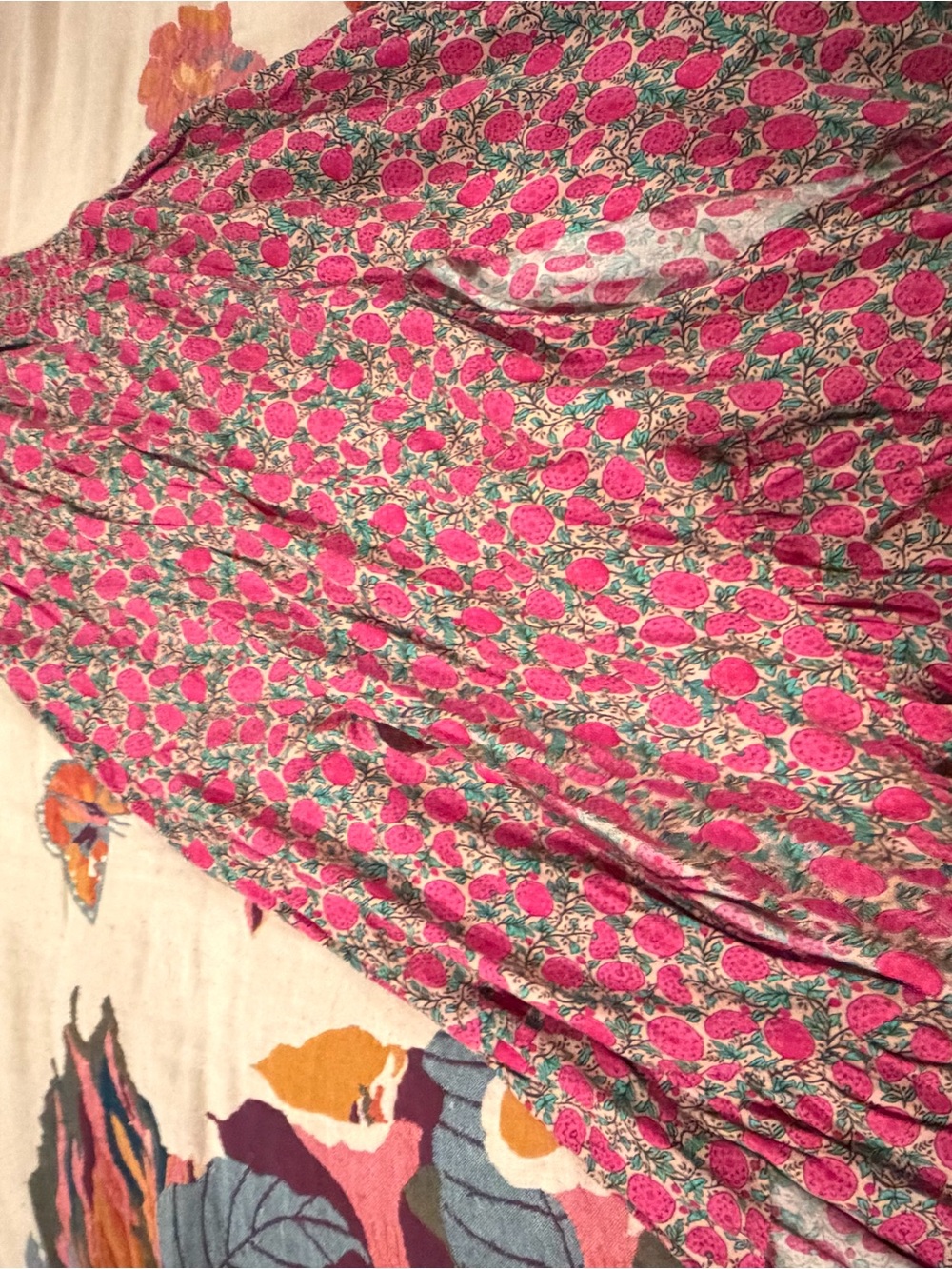 NATURAL LIFE Pink Floral Maxi Skirt with Green Leaf Accents - Picture 2 of 6